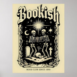 Bookish Skeletons Gothic Art Poster