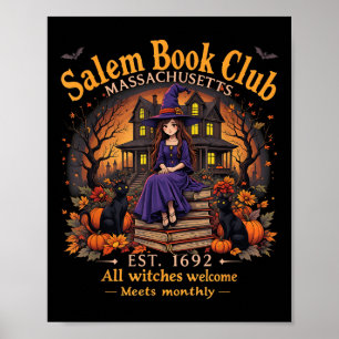 Bookish Spooky Halloween Vintage Salem Book Club B Poster