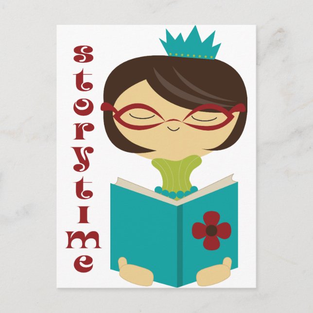 Bookish Storytime Reading Lady Librarian Gift Postcard (Front)