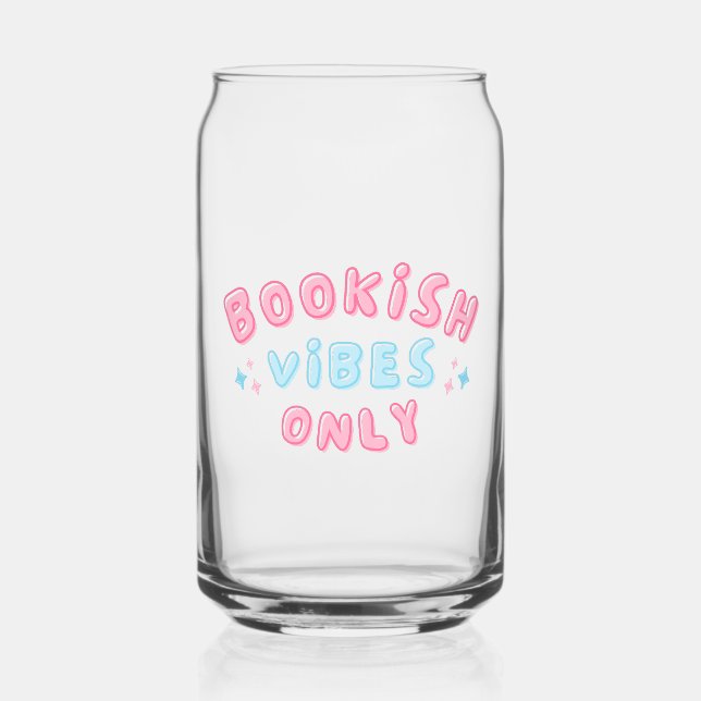 Bookish Vibes Only Cute Typography Groovy Can Glass (Front)