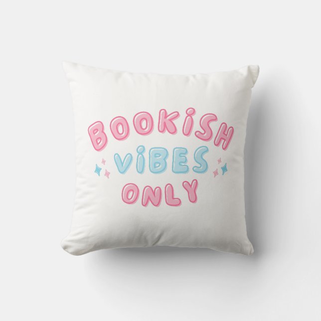 Bookish Vibes Only Cute Typography Groovy Cushion (Front)