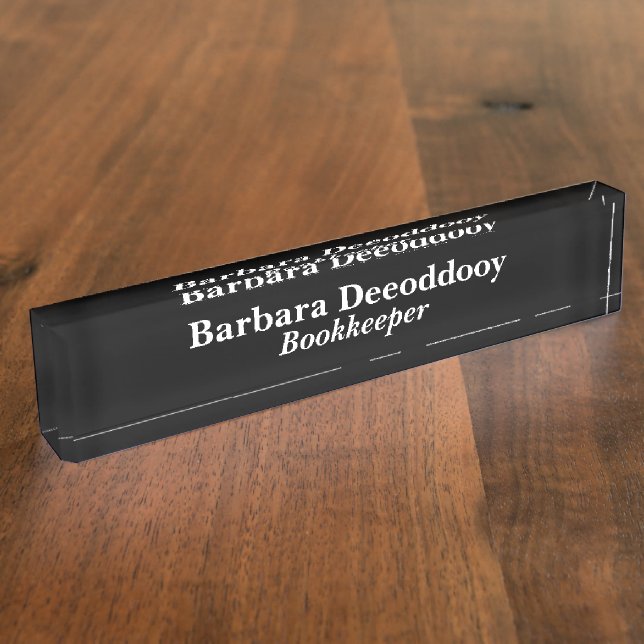 Bookkeeper Black Acrylic Nameplate (Side)