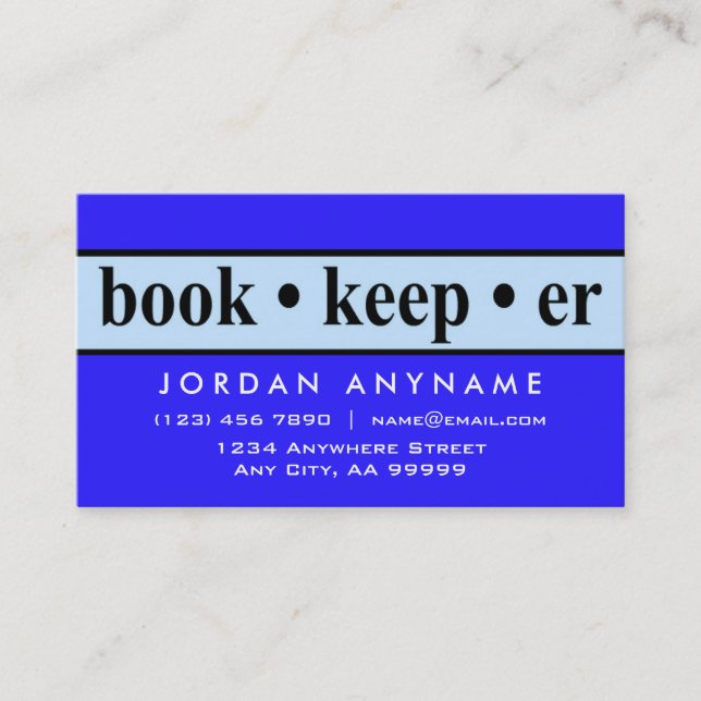 Bookkeeper Blue Stripe Business Card (Front)