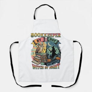 Bookkeeper Day Witch Night Halloween Owl Books Pum Apron