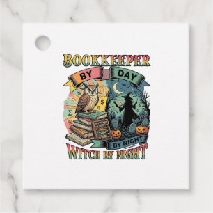 Bookkeeper Day Witch Night Halloween Owl Books Pum Favour Tags