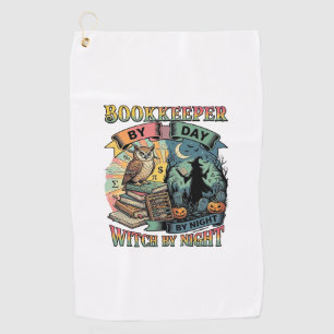 Bookkeeper Day Witch Night Halloween Owl Books Pum Golf Towel