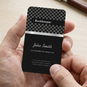 Bookkeeper - Elegant Black Chessboard Business Card