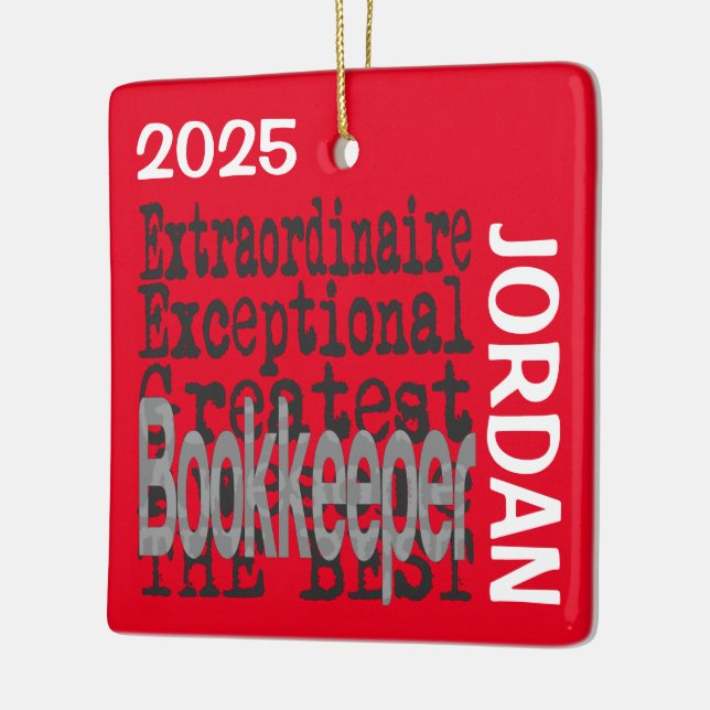 Bookkeeper Extraordinaire CUSTOM Ceramic Ornament (Left)