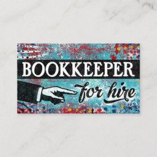 Bookkeeper For Hire Business Cards - Blue Red