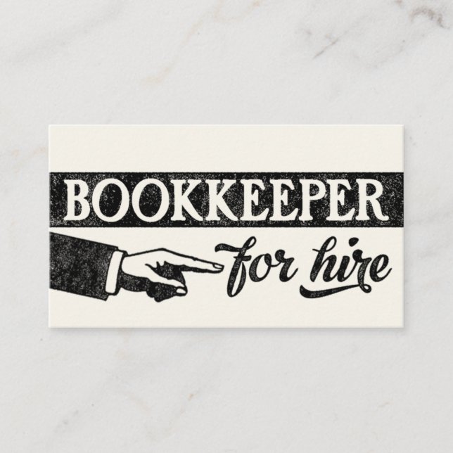 Bookkeeper For Hire Business Cards - Off White (Front)