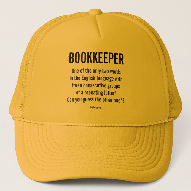 "Bookkeeper Is A Unique Word" Trucker Hat (Front)