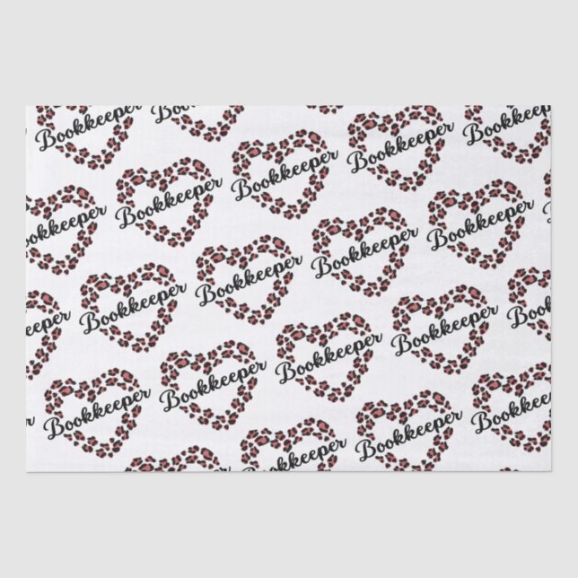 Bookkeeper Leopard Heart Frame White Tissue Paper (Front)