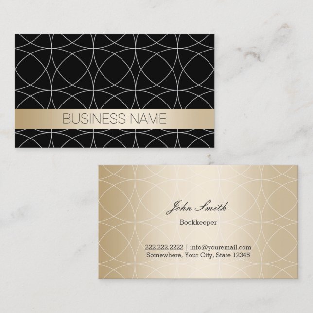 Bookkeeper Luxury Black & Gold Bookkeeping Business Card (Front/Back)