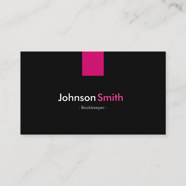 Bookkeeper Modern Rose Pink Business Card (Front)