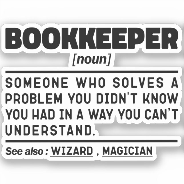 Bookkeeper Noun Tax Preparation Funny Marketing  (Front)