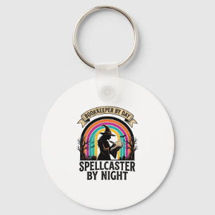 Bookkeeper Witch Retro Halloween Accounting Design Key Ring