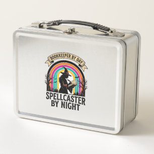 Bookkeeper Witch Retro Halloween Accounting Design Metal Lunch Box