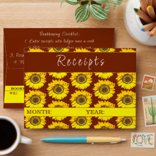 Bookkeeping Checklist Sunflowers Receipt Envelope