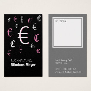 Bookkeeping visiting cards with pink