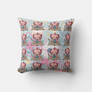 Booklover Axolotl Print Cushion