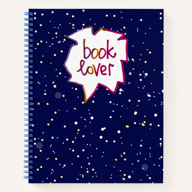 Booklover lettering drawing blue Spiral Notebook (Front)