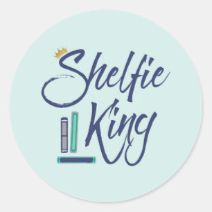 Booklover Shelfie King Classic Round Sticker