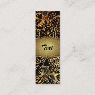 Bookmark Business Card Floral Doodle Gold G523