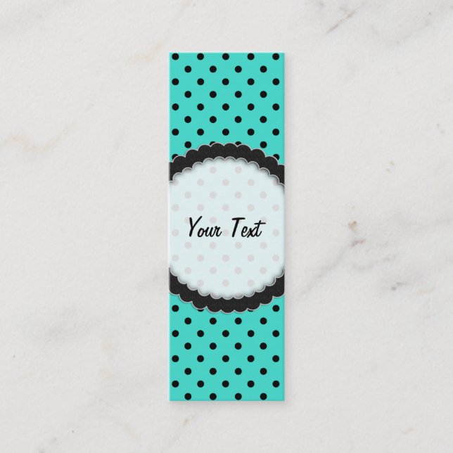 Bookmark Business Card Turquoise Polka Dot (Front)
