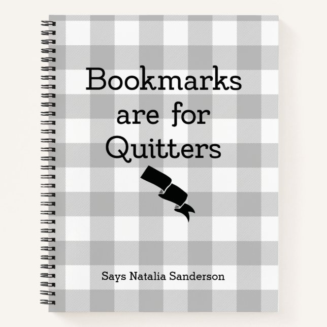 Bookmarks are for Quitters Custom Buffalo Plaid Notebook (Front)