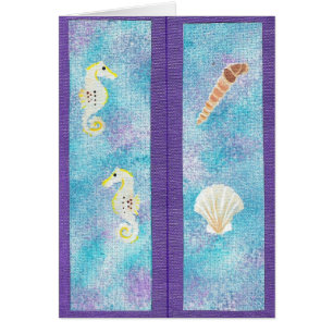Bookmarks Sea Horses & Seashells on purple