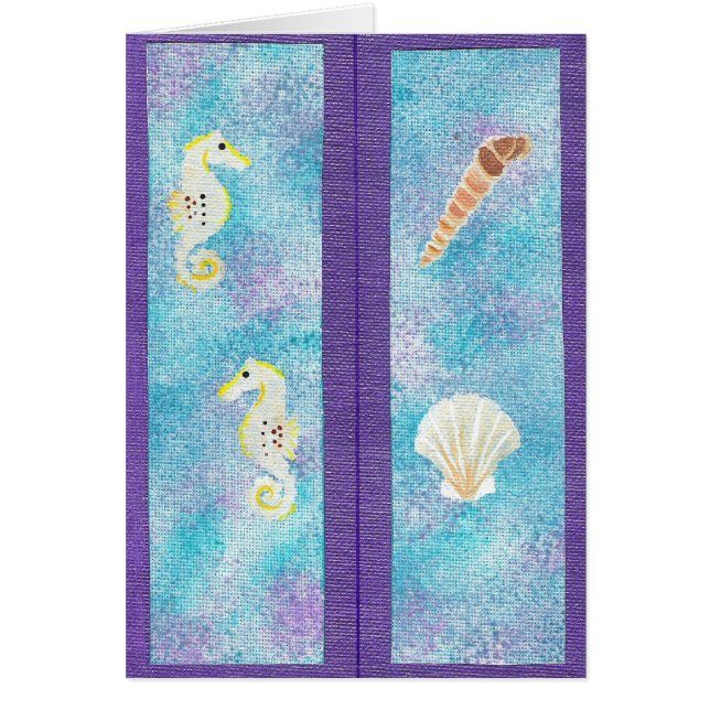 Bookmarks Sea Horses & Seashells on purple (Front)