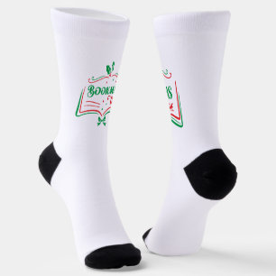 Bookmas Time Reading Book Lover Holiday Print Appa Socks