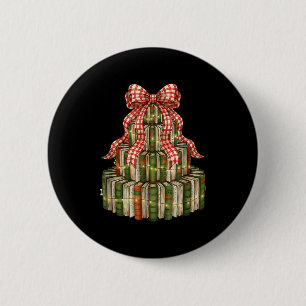 Bookmas Tree Christmas Librarian Book Lover Holida 6 Cm Round Badge