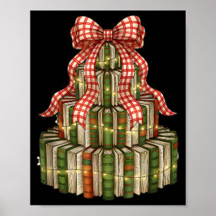 Bookmas Tree Christmas Librarian Book Lover Holida Poster