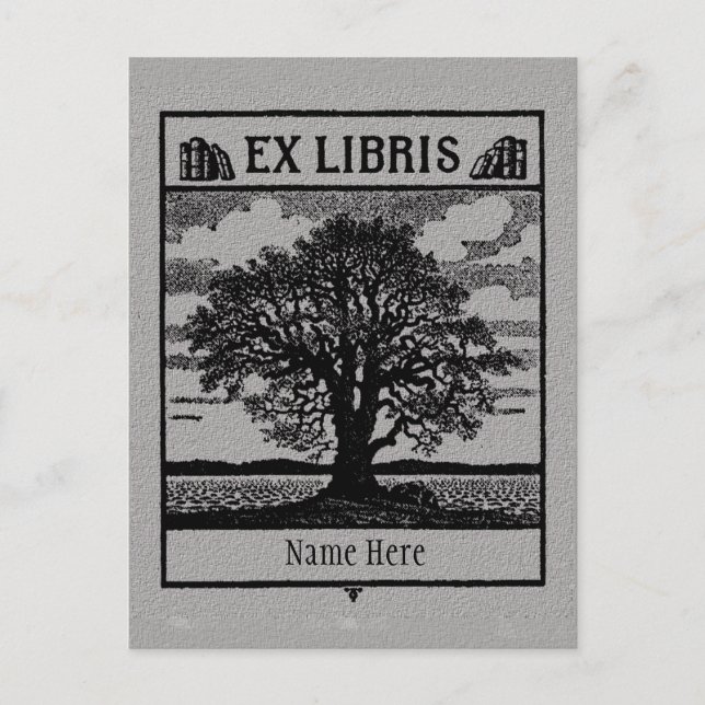 Bookplate Ex Libris Tree in Field Postcard (Front)