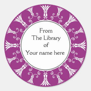 Bookplate - Flourish Flowers Classic Round Sticker