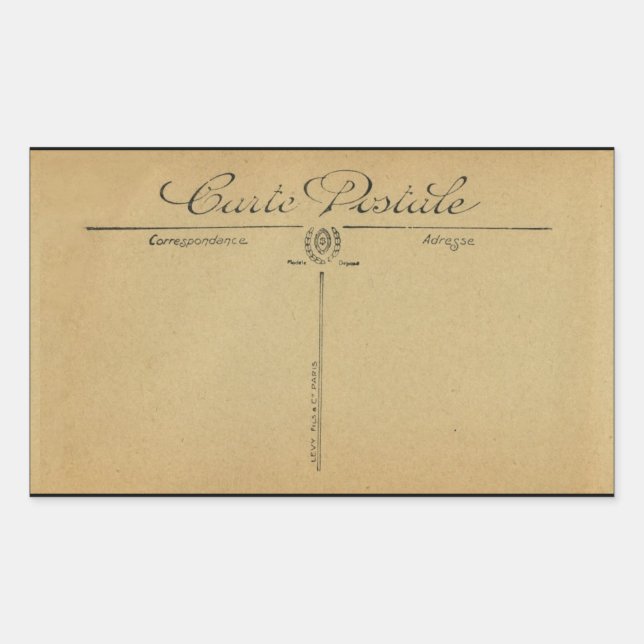 BOOKPLATE + LABEL: VINTAGE FRENCH POSTCARD RECTANG RECTANGULAR STICKER (Front)