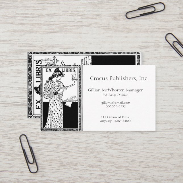 Bookplate of woman business card (Front/Back In Situ)