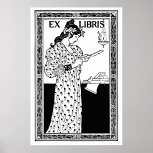 Bookplate of woman poster