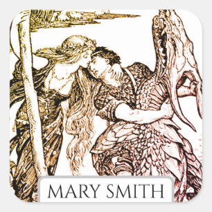 Bookplate, Personalised, Victorian Reproduction Sq Square Sticker