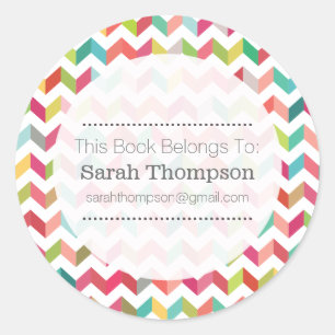 Bookplate School Name Stickers Herringbone