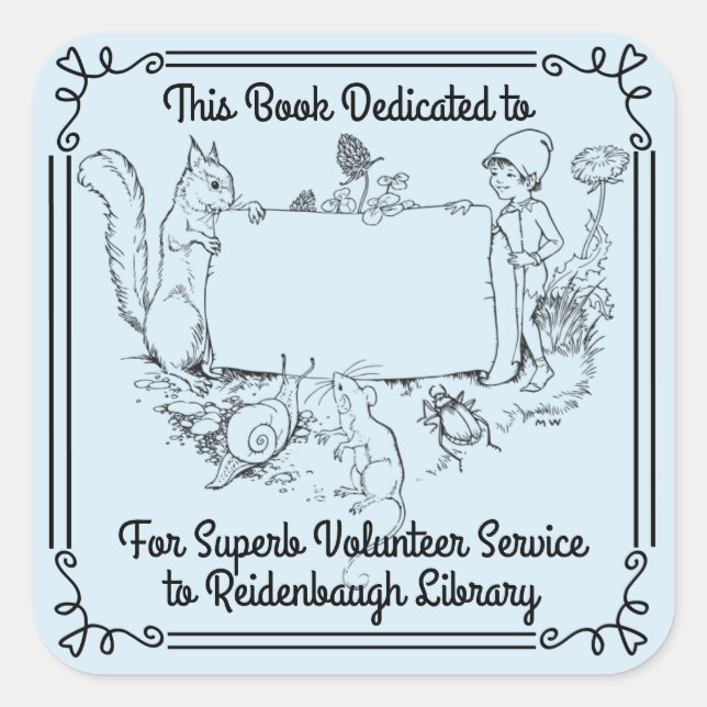 Bookplate Sticker Library Volunteers. School Name (Front)