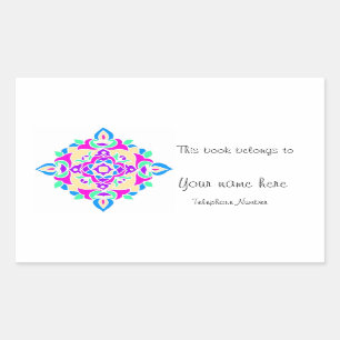 Bookplate with Rangoli Pattern Rectangular Sticker