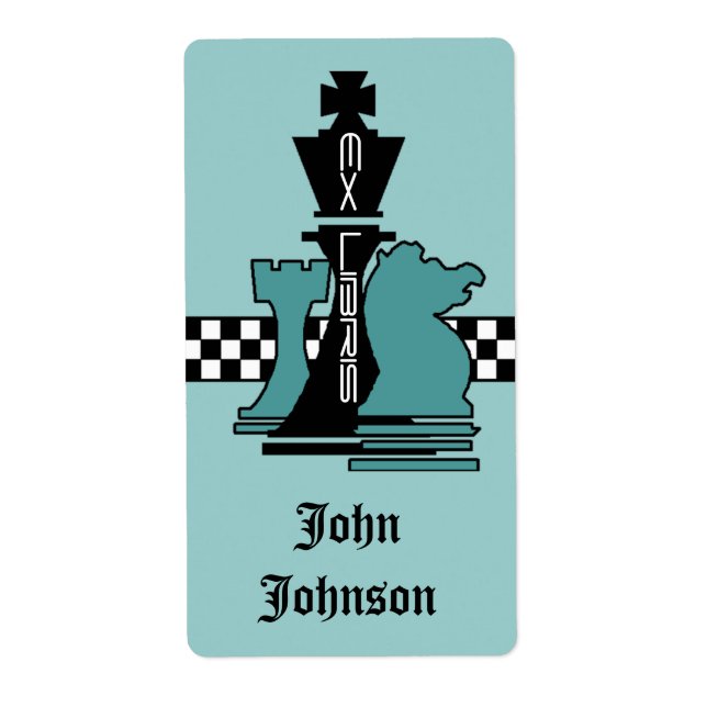 Bookplates Ex Libris Chess Game Pieces King Rook (Front)