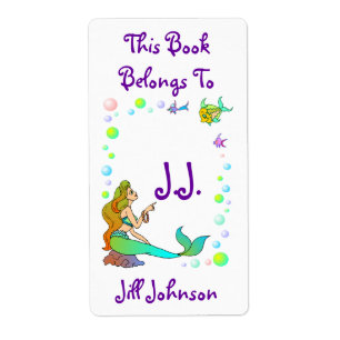 Bookplates Sea Mermaid Points @ Initials Labels