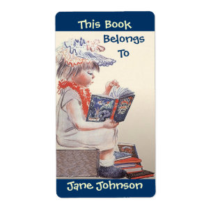 Bookplates Vintage Girl Reading Belongs To Labels