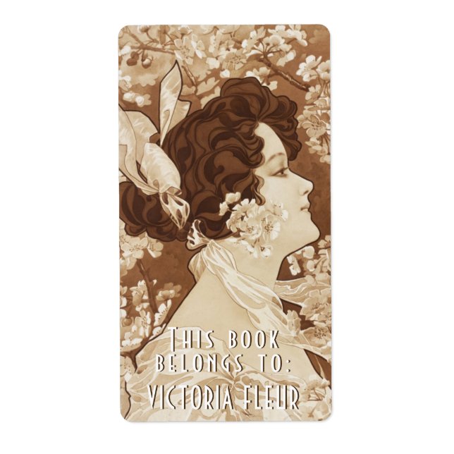 Bookplates Vintage Victorian Lady Personalised (Front)