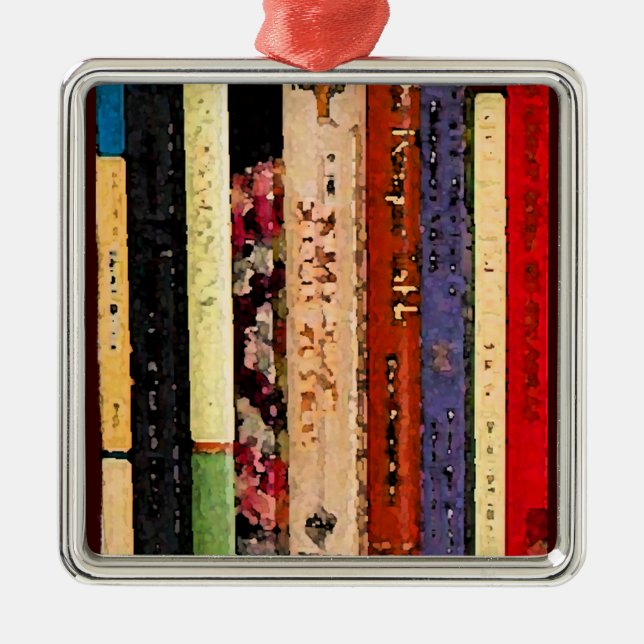 Books Abstract Metal Ornament (Front)