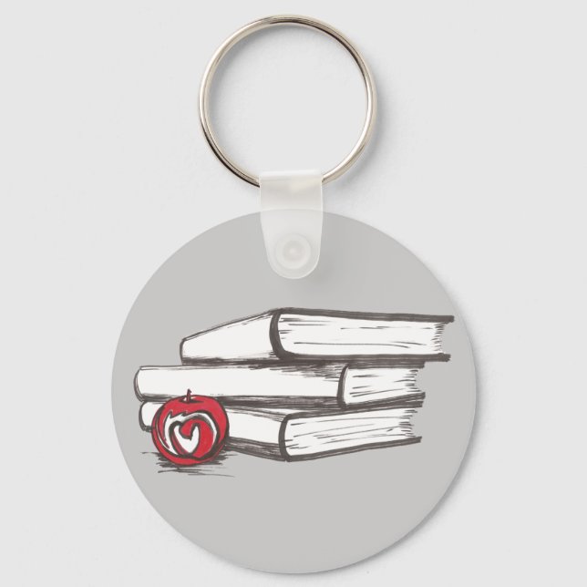 Books + An Apple | Customisable Key Ring (Front)