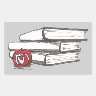 Books + An Apple Customisable Rectangular Sticker